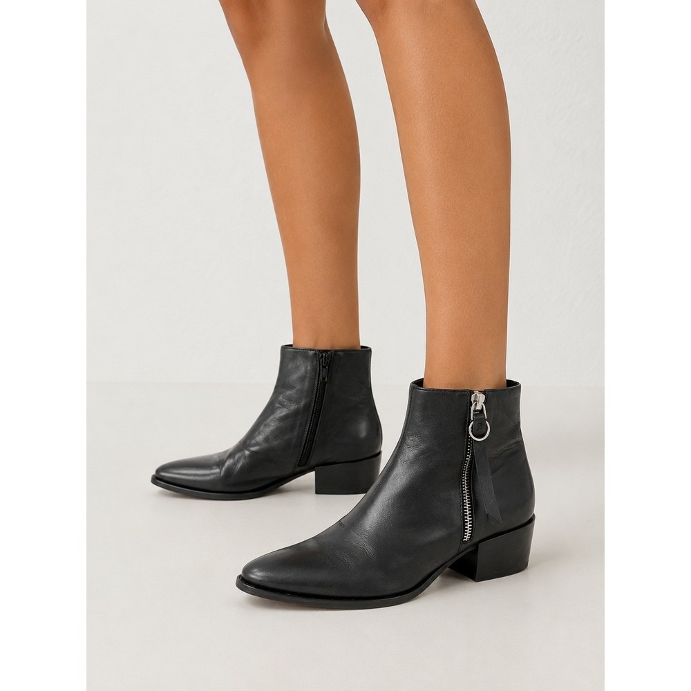 Vagabond Marja Black Genuine Leather Pointed Toe Ankle Boots EU 37 US 6
